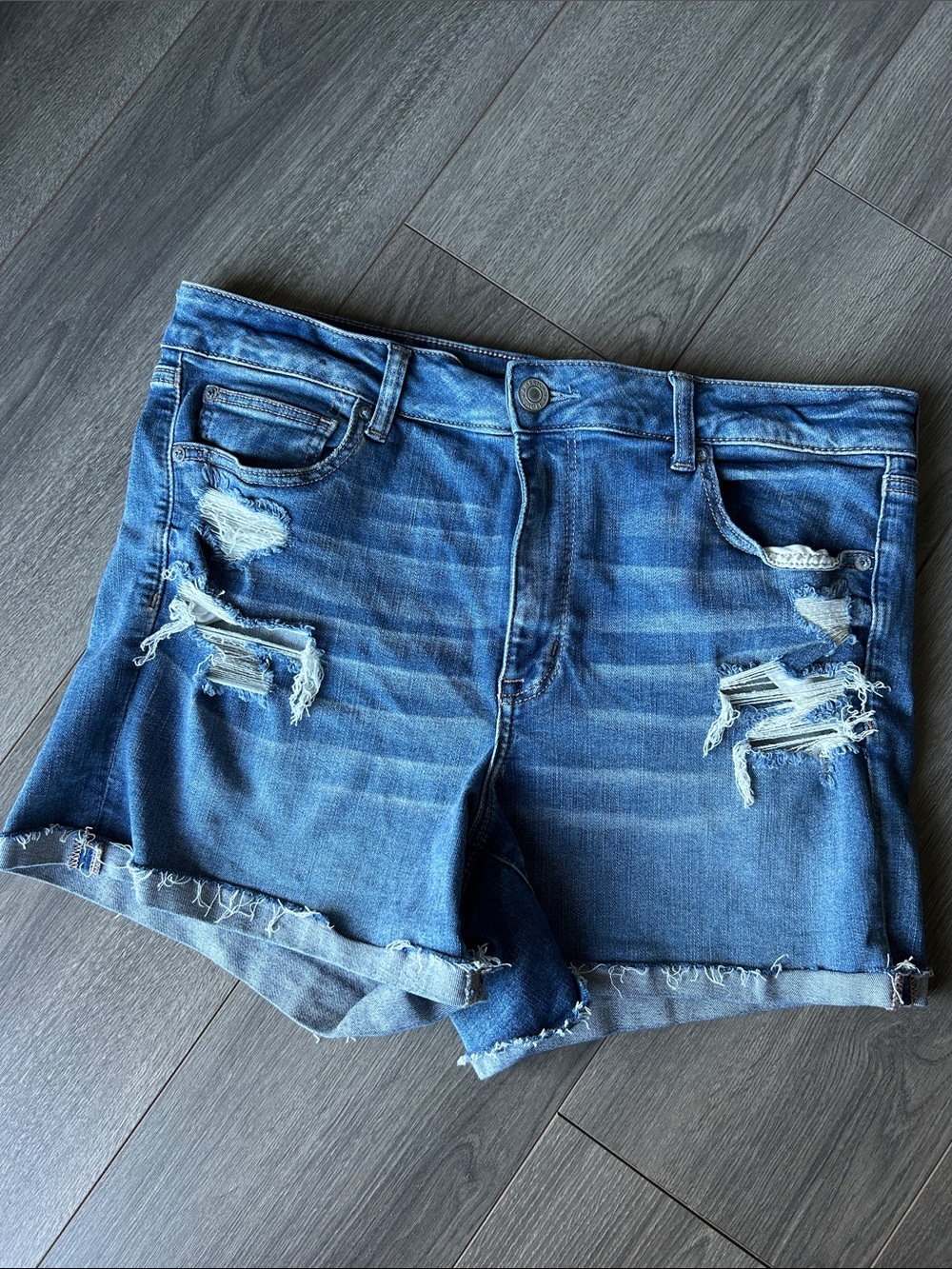 American Eagle Outfitters Ripped Blue Denim Shorts